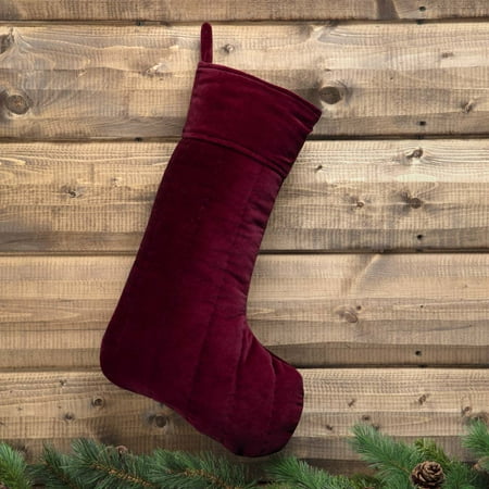 Crimson Red Traditional Christmas Decor Velvet Holiday Fabric Loop Crimson Red Traditional Christmas Decor Velvet Holiday Fabric Loop Cotton Hand Quilted Solid Color Stocking
