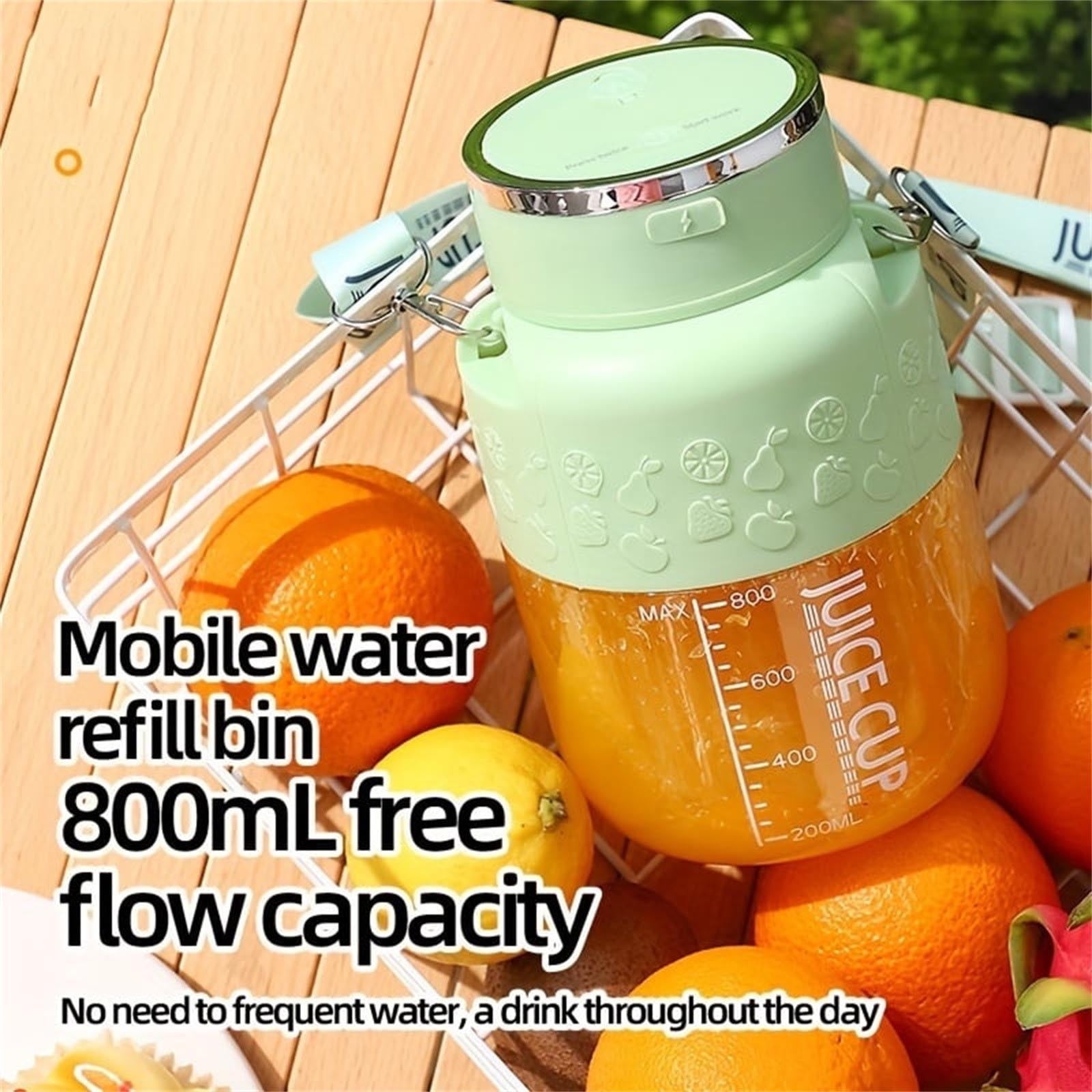 Clearance! Under$5 Wireless Portable Juicing Bucket Electric 800ml Sports Cup Fresh Fruit Juicer With Large Capacityand 14 Stainless Steel Blades A