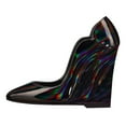 thumbnail image 2 of FSJ Women Fashion Wedge Thick High Heel Pumps Slip On Closed Pointed Toe Comfy Casual Party Dress Shoes Size 8 Black, 2 of 3