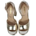 thumbnail image 4 of Soda Women's Faux Leather High Platform Chunky Block Ankle Strap Heel, Gold, 6 M US, 4 of 5
