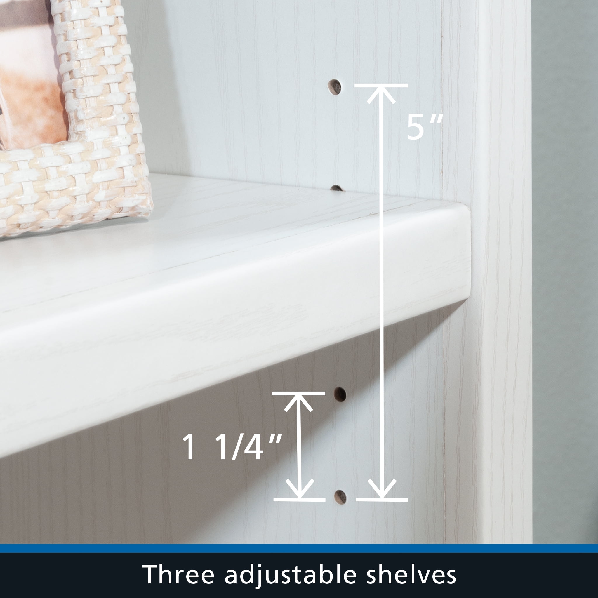 Mainstays Westley 5 Shelf Bookcase with Doors, White Finish