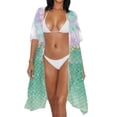 thumbnail image 3 of HELLHERO Mermaid Scale Beach Kimono Cover Up - Pastel Tie-Dye Seashell Design | Lightweight Flowy Swimwear Coverup for Tropical Vacation & Poolside, 3 of 6