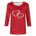 thumbnail image 4 of yillto Womens Valentine's Day Tops Plus Size 3/4 Sleeve Blouse Crewneck Cute Heart Printed Tunic Blouse S-5XL, 4 of 5