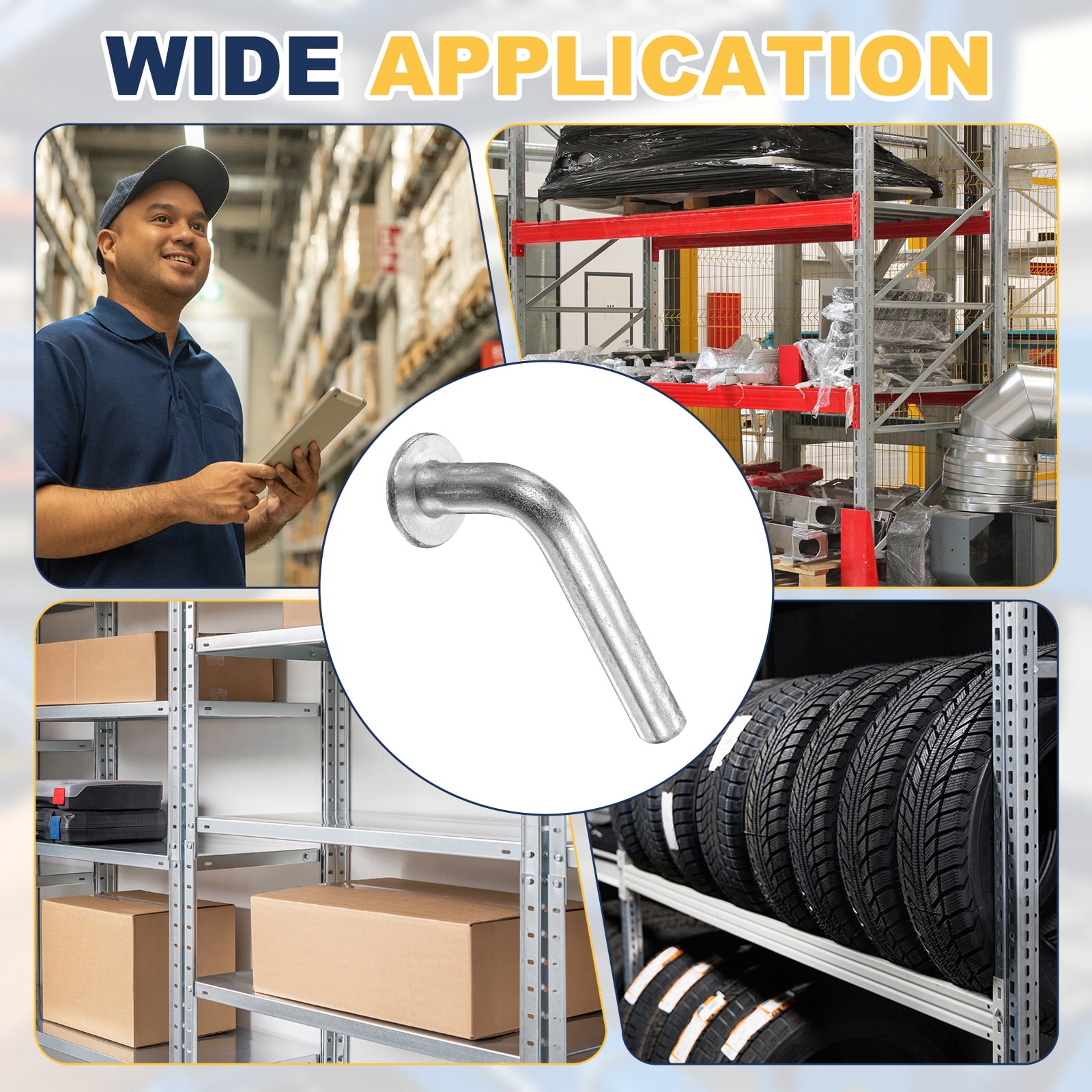Uxcell 100 Pack Pallet Rack Drop Pin, 1.24 x 0.23 Inch Pallet Rack Safety Bolt Round Head J Bolt Universal Pins for Warehouse Racks and Shelving Units
