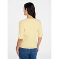 thumbnail image 4 of Time and Tru Women's Ribbed Sweater with Flounce Sleeves, Midweight, Sizes XS-XXXL, 4 of 6