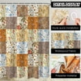 thumbnail image 3 of Dznils Floral Shower Curtain with Hooks, Farmhouse Patchwork Fabric Bathroom Curtain, Brown, 72" x 72", 3 of 7
