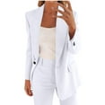 thumbnail image 5 of Roncen Women's Solid Color Suit Set - Long Sleeve Cardigan Blazer with Button Front & Pocket Trousers Two-Piece Formal Office Attire, 5 of 8