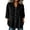 Black, variant on Women's V-Neck Button Front Patchwork Top Modern Comfortable Fit For Everyday Wear