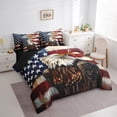 thumbnail image 3 of Feelyou Wildlife Eagle Boys Bedding Comforter Set 7pcs, Vintage American Flag Queen Bedding Sets, Rustic Farmhouse Hunting Reversible Queen Sheet Sets, Lightweight Room Decor, 3 of 7