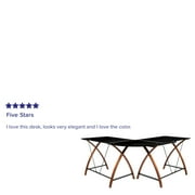 Flash Furniture Black Glass L-Shape Corner Computer Desk with Pull-Out Keyboard Tray