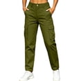 thumbnail image 2 of Sentuca Cargo Pants for Women High Waisted Wide Leg Pants Solid Color Casual Hiking Travel Trousers with Multi Pockets Army Green XL, 2 of 7