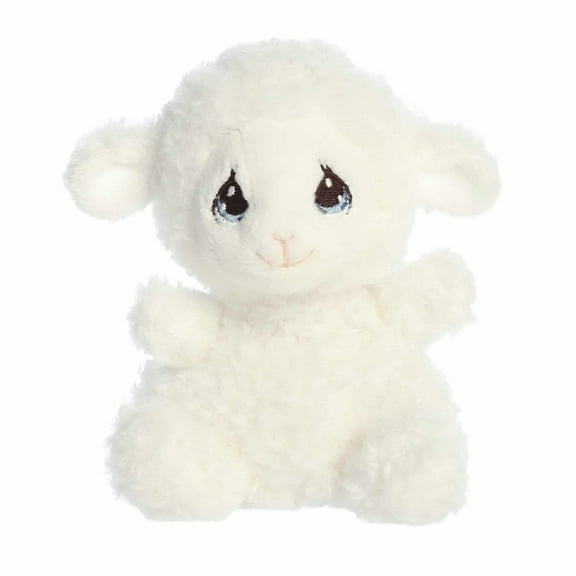 Aurora - Mini White Adorable Stuffed Animal - Palm Pals 5" Luffie Lamb - Precious Moments