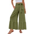 thumbnail image 2 of Women Casual Palazzo Loose Pants,Flowy Ruffle Wide Leg Baggy Pant Summer Army Green L, 2 of 5