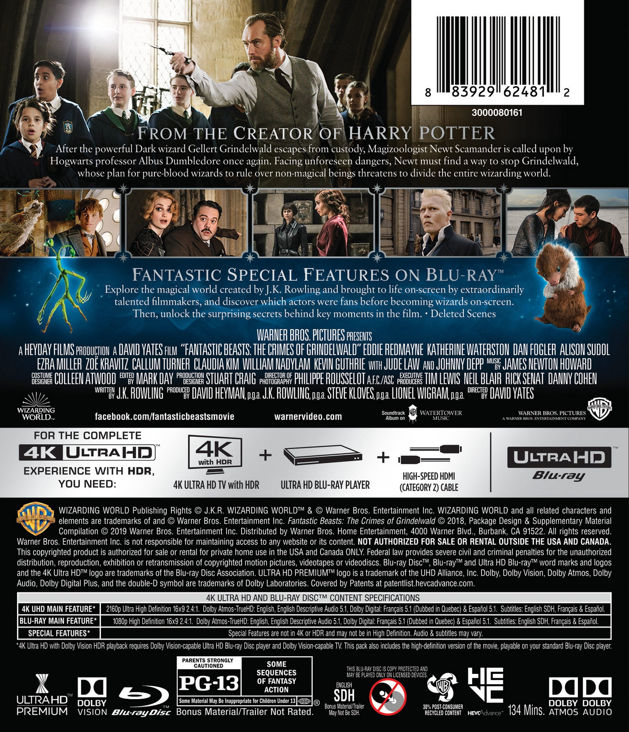 Fantastic Beasts: The Crimes of Grindelwald (4K Ultra HD + Blu-ray + Digital Copy)