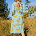 thumbnail image 3 of Robe Élégante Douce à Motif Banane pour Femmes, Robe Coréenne Kawaii à Col Carré, Motif Banane, Banane Vectorielle, 3 of 4