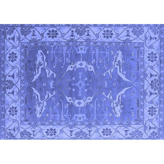 Ahgly Company Machine Washable Indoor Rectangle Oriental Blue Industrial Area Rugs, 7' x 10'