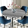 thumbnail image 5 of Elastic Fitted Round Tablecloth, Grey Black Boho Waterproof Stretch Table Cover for 36"-44" Tables, Vintage Ethnic Tribe Abstract Art Washable Outdoor Tablecloths for Patio, Picnic, Camping, 5 of 9