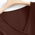 thumbnail image 5 of WTXUE Women's V Neck Tops Slim Fitted T-Shirt Front Wrap Ruched Short Sleeve Tee Shirts Trendy Tight Tank Tops Business Casual Work Blouses Going Out Tops Summer Tops Brown L, 5 of 7