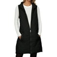 thumbnail image 3 of CUZIBR Womens Winter Coats Quilted Padded Thick Warm Long Vest Stand Collar Zipper Sleeveless Jacket With Pockets Loose Fit Outerwear Casual Sweater Clothes Trendy Outfits,Black,S, 3 of 7