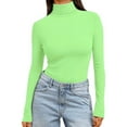 thumbnail image 6 of WHEANG Long Sleeve Shirts For Women High Neck Regular Long Sleeve Crewneck T Shirt Rayon Spandex Soft Elastic Slim Fit Base Layer 1Pc Green S-5Xl, 6 of 7