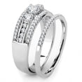 thumbnail image 4 of Womens Silver Rings High polished (no plating) Stainless Steel Ring with AAA Grade CZ in Clear DA062, 4 of 5