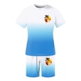 thumbnail image 3 of KKBOTIVE Mens Outfit Set Fashion Print Crew Neck Short Sleeved Sports Suit Summer Adults Outerwear, White Size: XXXL, 3 of 4
