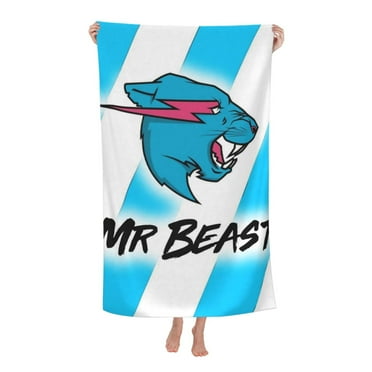 Mr Beast Logo Beach Towel 32x52inch,Large Bath Towels for Kids and Adults,Quick Dry Absorbent Sand Free Towel for Bathroom,Pool,Shower,Travel,Sport