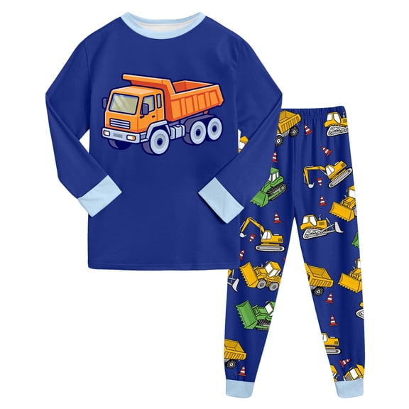 KPOPLK Toddler Boys Pajamas Clothes Fall Winter Kids Baby Sleepwear Jammies Clothes 2-8 Years Blue Size 6-7 Years