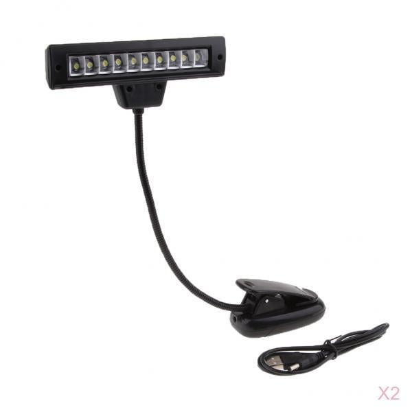 2 Uds Soporte De Música Clip De Luz Lámpara De Mesa Cuello Luz De Lectura Negro Sunnimix Soporte de música con clip