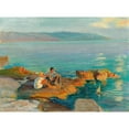 thumbnail image 2 of Menci Clement Crnčić 24x19 Gold Ornate Framed and Double Matted Museum Art Print Titled - Children on the Beach, 2 of 4