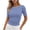 Blue-01, variant on Women's Gingham Boat Neck T Shirts Ruched Side Slim Waist Blouses Casual Daily & Summer Wear