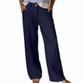thumbnail image 2 of Kelon Women's Casual Pants, Women Cotton Linen Wide Leg Pants High Waisted Spring Summer 2026 Business Casual Outfits Slacks Trousers Dressy Palazzo Pants Pockets, 2XL, 2 of 6