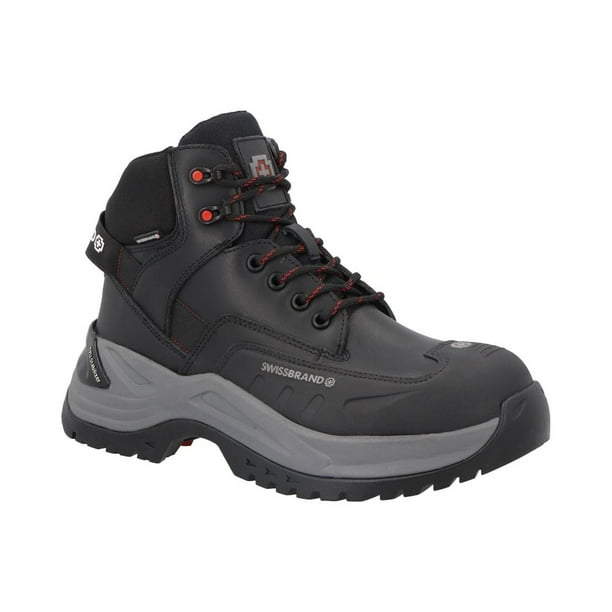Botas Hombre Swissbrand Comodo Ligero Resistente Suela Anti Derrapante Piel Ajustable Cordones negro 27 921