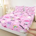 thumbnail image 4 of jejeloiu Pink Coquette Bow Full Size Sheets Kids,Cute Cartoon Cat Bed Sheets For Girls,4pcs, 4 of 6