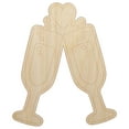 thumbnail image 1 of Cheers Toast Champagne Heart Love Wedding Anniversary Wood Shape Unfinished Piece Cutout Craft DIY Projects - 6.25 Inch Size - 1/8 Inch Thick, 1 of 7