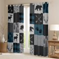 thumbnail image 2 of Homewish Safari Bear Deer Curtains Pack of 2 (42x84 Each),Jungle Animal Curtains Blackout,Gray Blue Plaid Bedroom Curtains For Teens,Ultra Soft Home Decor, 2 of 6