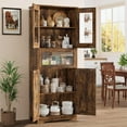 thumbnail image 4 of GAOMON Tall Bathroom Cabinet, Freestanding Storage Cabinet with Glass Doors and Adjustable Shelves and Drawers, 67" Tall Cabinet for Kitchen, Pantry, Living Room, Rustic Brown, 4 of 9