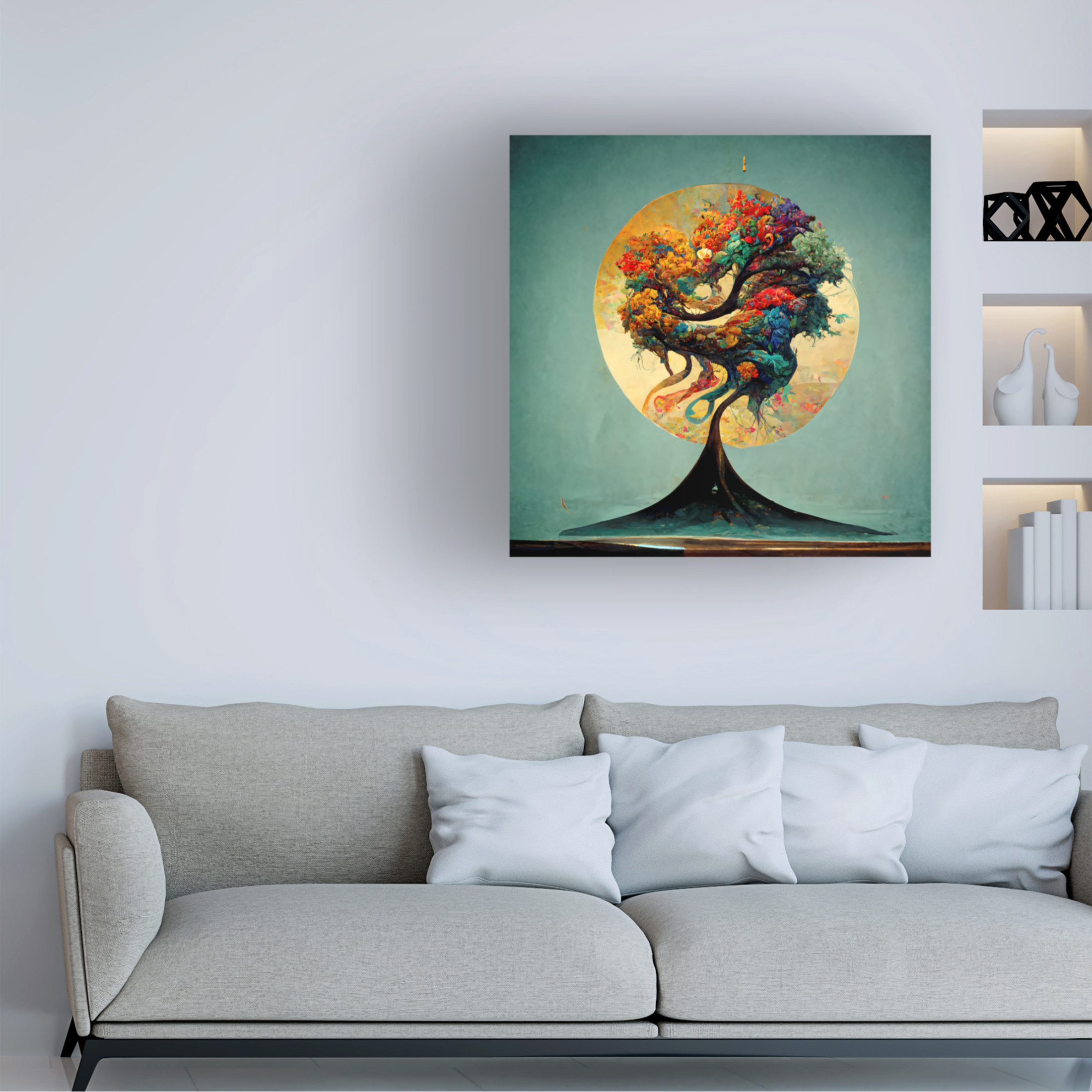 Canvas Wall Art - Ray Heere 'Tree Of Life 10' Wall Art for Living Room, Bedroom, or Office Décor by Trademark Fine Art - 14 x 14 Inches