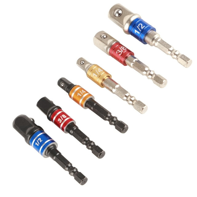 Juego de 6 adaptadores de enchufe con vástago hexagonal, juego de extensión de adaptador de llave de tubo, destornillador neumático, accesorios para herramientas eléctricas
