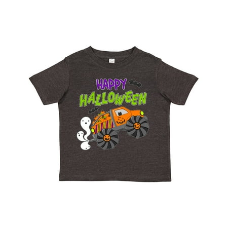 

Inktastic Happy Halloween-monster Truck with Pumpkins Bats Cat and Ghost Gift Toddler Boy or Toddler Girl T-Shirt