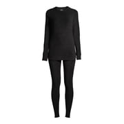 ClimateRight by Cuddl Duds Women's Stretch Fleece Long Sleeve Crew Neck Top & Legging Base Layer Set, Sizes XS to 4X