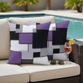 thumbnail image 2 of Outdoor Pillow Cover Abstract Art Set of 2 Waterproof Throw Pillowcases Purple Black Patchwork Decorative Patio Furniture Pillows for Couch Garden Indoor & Outdoor Use, 2 of 9