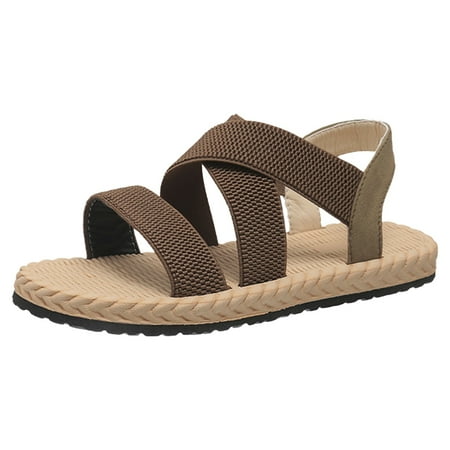 

GYUJNB Womens Flat Sandals Braided Strappy Summer Shoes Memory Foam insole Sandals for Women Size 7.5
