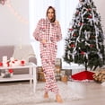 thumbnail image 2 of Adult Christmas Onesie Cute Father Christmas Checkered Background Pattern Zipper One-Piece Pajamas Unisex with Pockets, 2 of 6