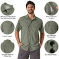 thumbnail image 2 of POENTAB Men Summer Sun Protection Shirts Loose Casual Short Sleeve Button Up Lightweight Outdoor Workwear With Mesh Line Green, 2 of 8