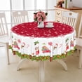 thumbnail image 3 of LFEEY Christmas Tablecloth Green Red Round 60 Inch, Washable Table Party Decoration, 3 of 6