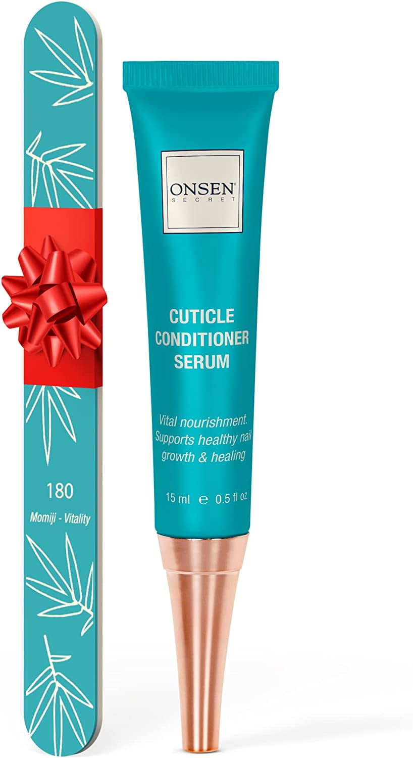 Onsen Secret Cuticle Cream + Double Sided Nail File 120/180 Grit, Nail