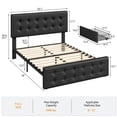 thumbnail image 2 of Negra tamaño completo marco de cama - 4 almacenamiento cajones, faux leather forrado cama de plataforma con de madera slats support y button tufted design. no necesita colchón base, 2 of 8