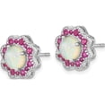 thumbnail image 2 of Sterling Silver Cheryl M Rh-P Created Opal Red Nano Crystal Post Earrings (11 X 11) Made In China qcm1513, 2 of 5