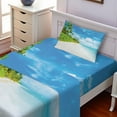 thumbnail image 2 of Ambesonne Ocean Fitted & Top Sheet Set with Sham, Beach Sea Exotic Palms, Blue Green Cream, 2 of 5